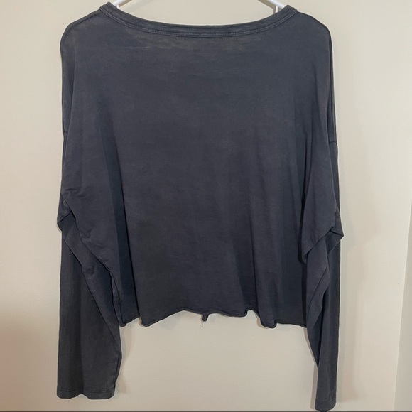 Aerie Cropped Distressed Henley - Picture 2 of 5